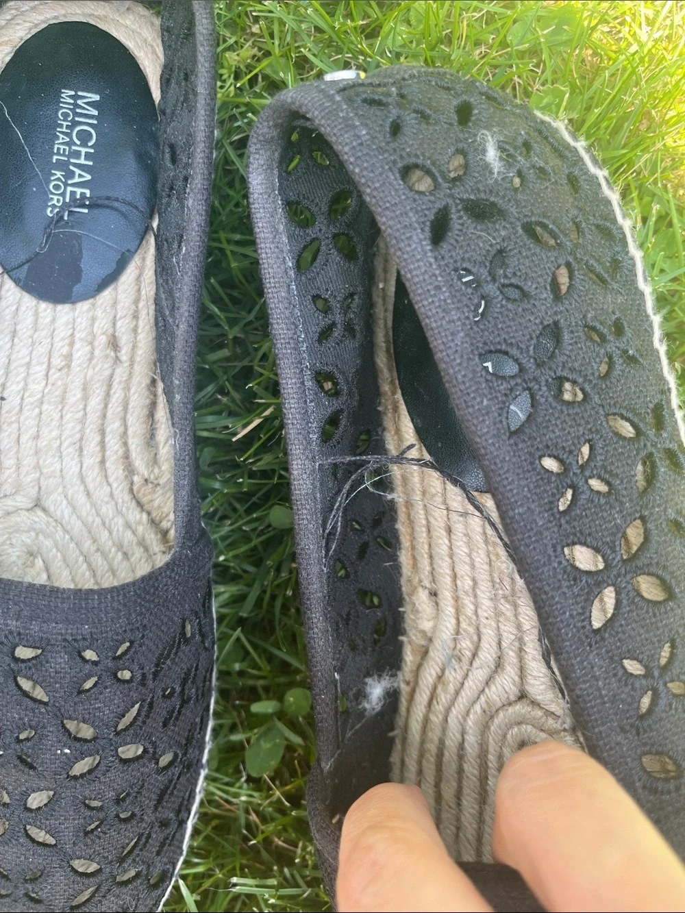Michael Kors Black Laser-Cut Espadrille Slip-Ons 8